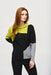 Joseph Ribkoff 243941 Wasabi/Black/Grey Melange Color Block Cowl Neck Long Sleeve Top