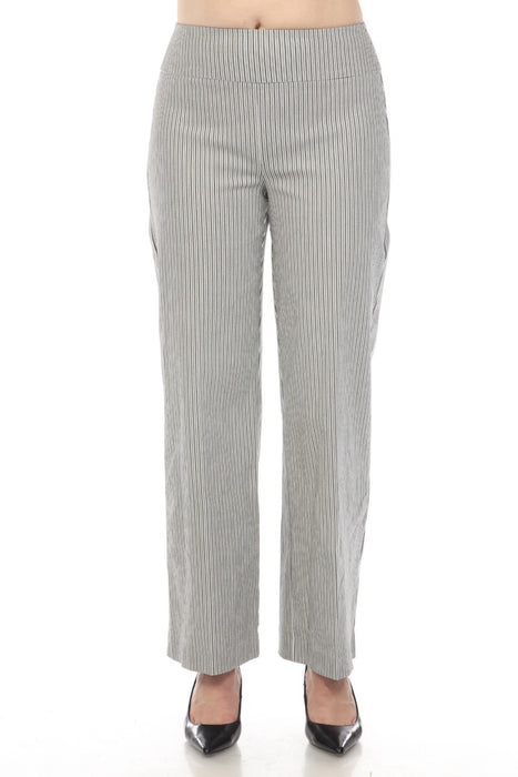 Joseph Ribkoff Style 241197 White/Black Striped Stretch Pull On Wide Leg Pants