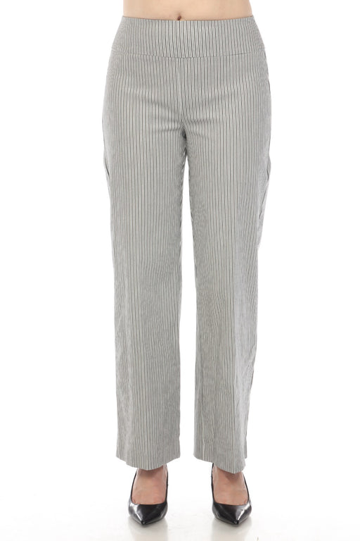 Joseph Ribkoff Style 241197 White/Black Striped Stretch Pull On Wide Leg Pants