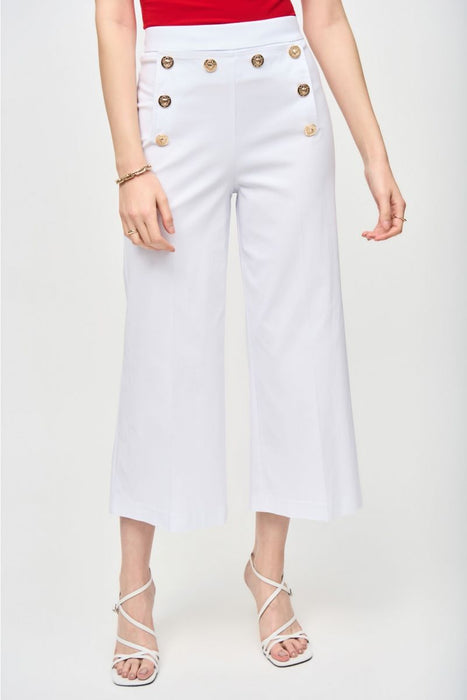 Joseph Ribkoff Style 241166 White Button Accents Pull On Sailor Culotte Pants