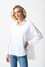 Joseph Ribkoff Style 242091 White Sheer Organza Back Button-Down Hi-Low Blouse