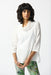 Joseph Ribkoff Style 242120 White Textured Cowl Neck 3/4 Sleeve Tunic Top