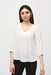 Joseph Ribkoff Style 242062 White V-Neck 3/4 Sleeve Peasant Gauze Top