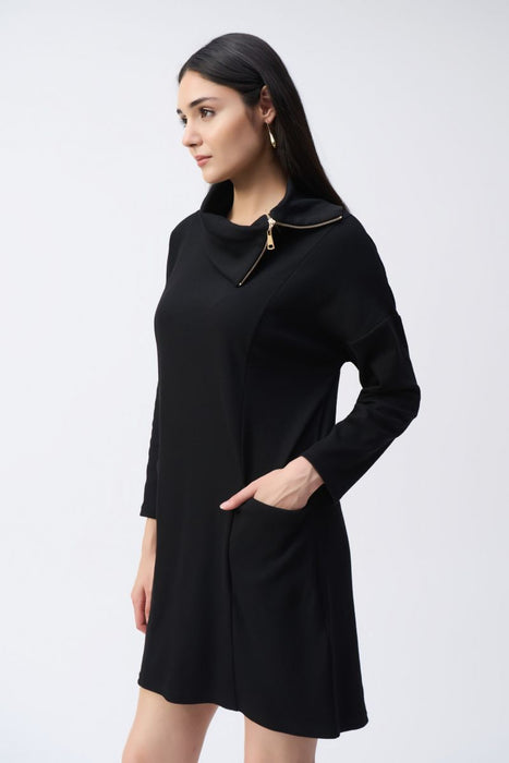 Joseph Ribkoff Zipper Collar Long Sleeves Mini Cocoon Dress 243207