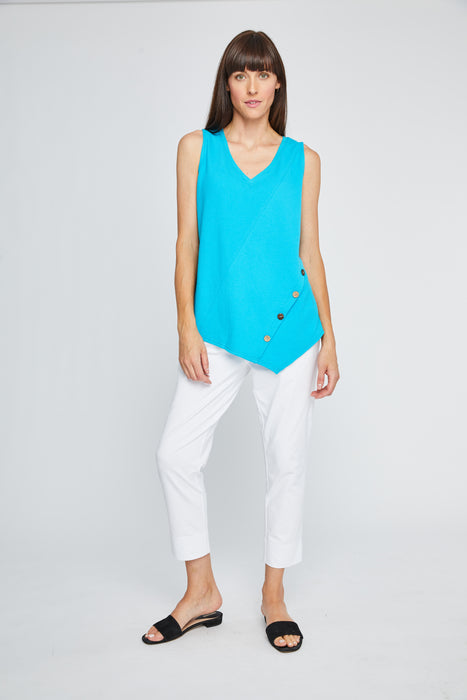 Neon Buddha V-Neck Sleeveless Asymmetric Tank Top 12138