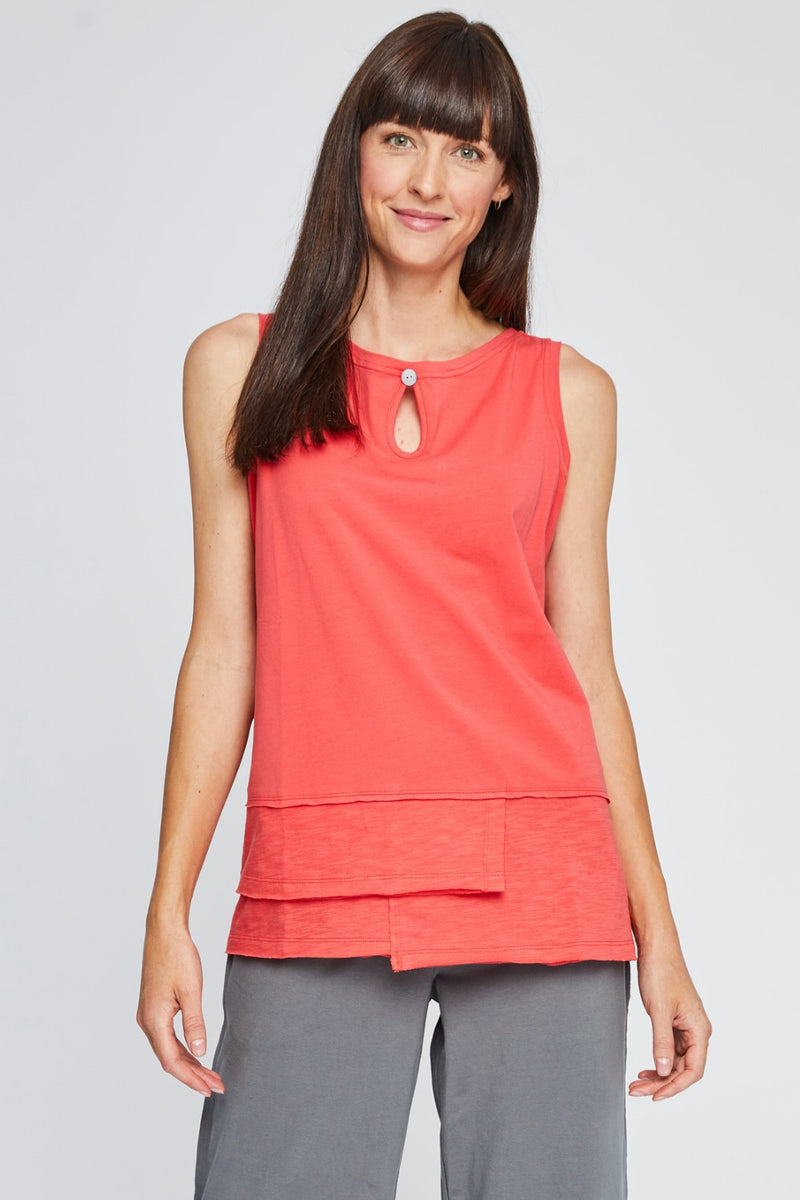 Neon Buddha Ruffle Keyhole Neck Sleeveless Tank Top 12121 AfterRetail