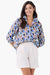 NIC+ZOE Style M241660 Blue/Multi Social Circles Button Front Boyfriend Shirt