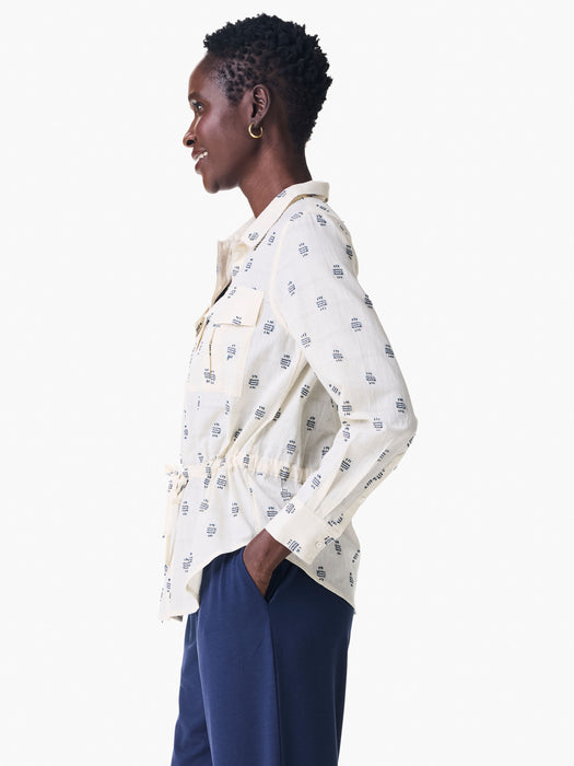 NIC+ZOE Cream/Multi Constellation Cinch Waist Utility Shirt S241609