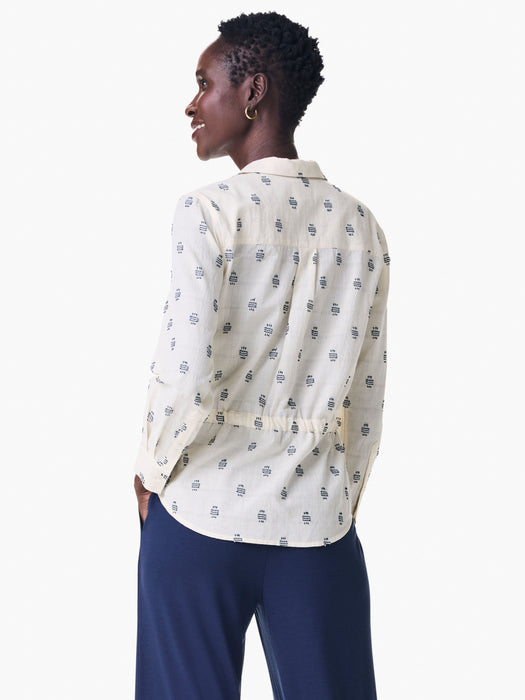 NIC+ZOE Cream/Multi Constellation Cinch Waist Utility Shirt S241609