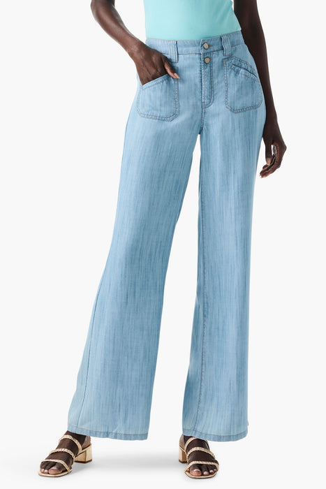 NIC+ZOE Style S241835 Mid Wash 31" Drapey Denim Wide Leg Jeans