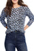 NIC+ZOE Style F241173 Pebble Blues Boat Neck Long Sleeve Sweater