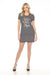 Tricotto Style 475 Black/White Stripe Embellished Foil Print T-Shirt Dress