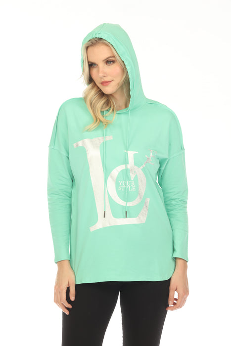 Tricotto Mint Style 505 Printed Long Sleeve Cotton Hoodie Top