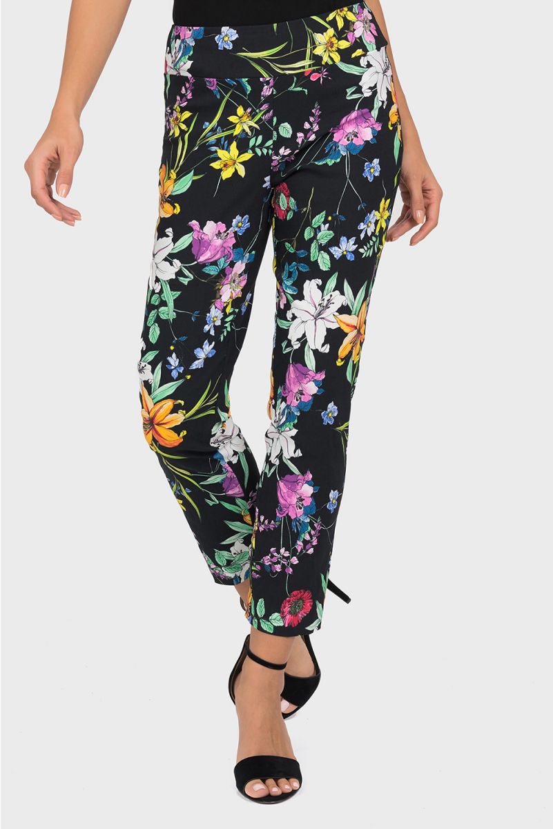 Joseph Ribkoff Black/Multi Printed Slip-On Pixie Pants 191666 NEW ...