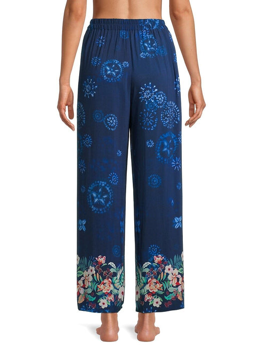 Johnny Was Blue/Multi Annia Front Slit Wide-Leg Pants Boho Chic CSW2520 NEW