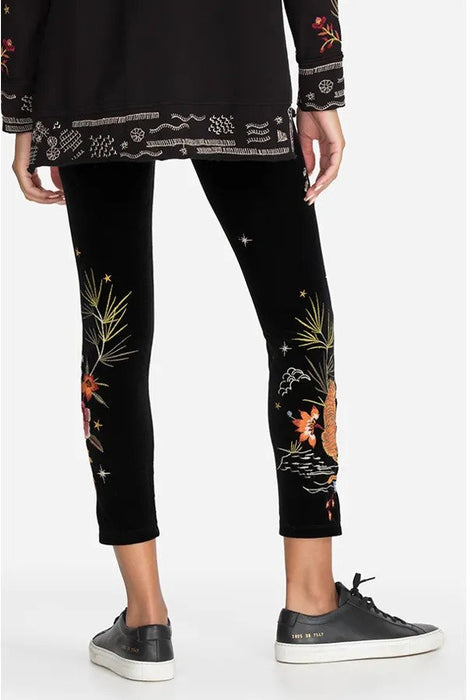 Johnny Was JWLA Black Keone Velvet Embroidered Leggings J60621