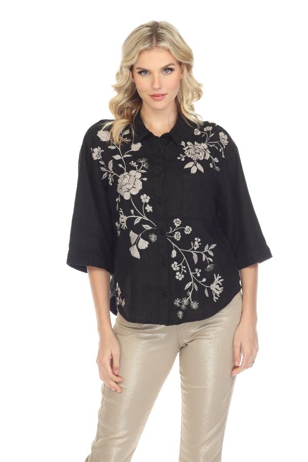 Johnny Was Nabi Embroidered top Blouse Top L