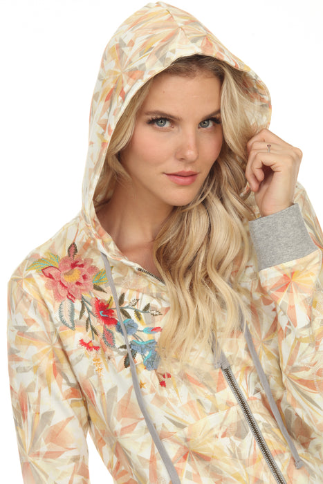 Johnny Was JWLA Kaleidoscope Sorbet Modern Zip-Up Hoodie Boho Chic J10822 NEW