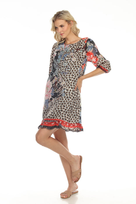 Johnny Was Ontari Wren Silk Printed Shift Dress Boho Chic C33322 NEW